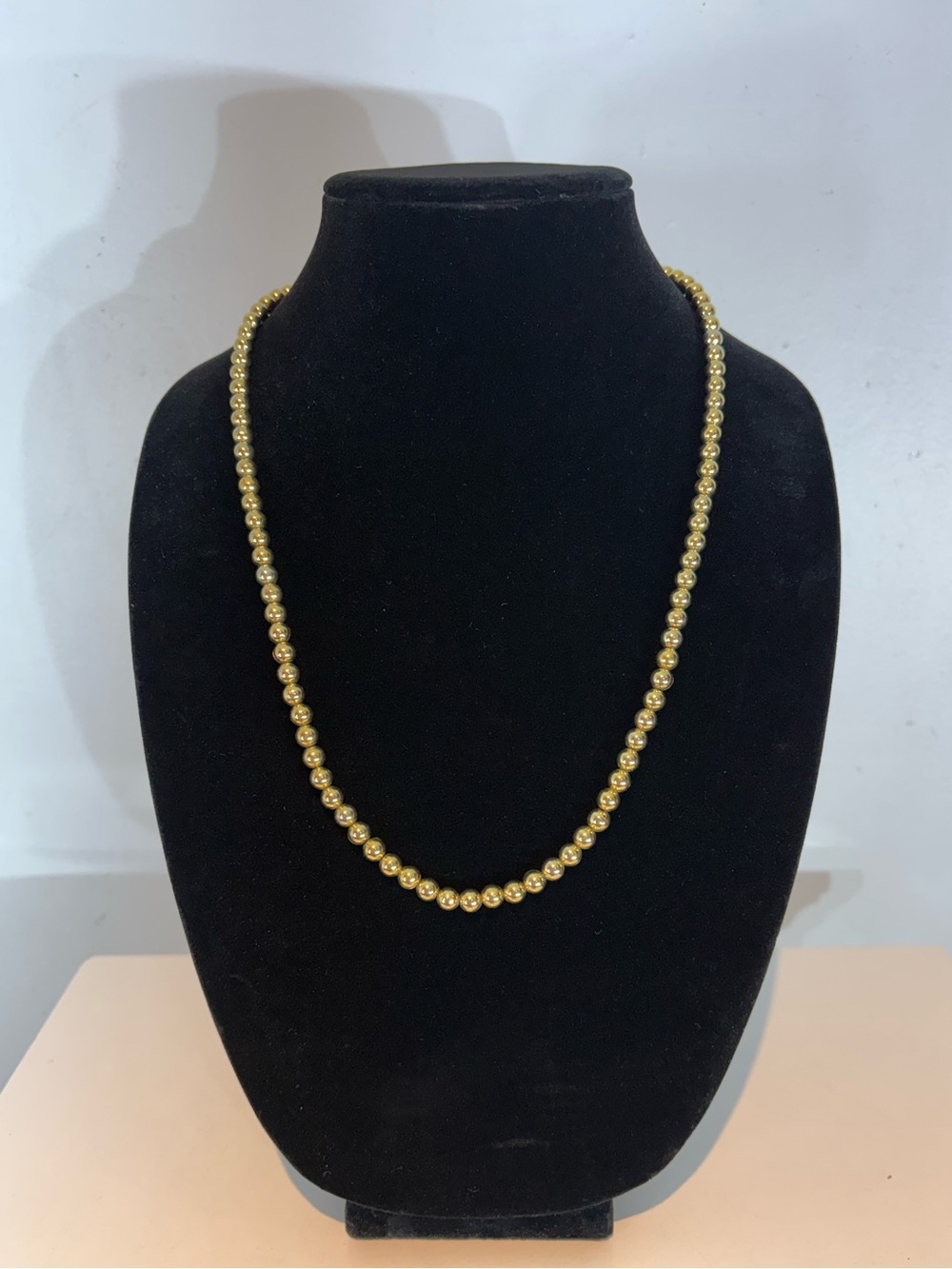 Vintage Napier Gold Tone Ball Bead Necklace Signed 24”